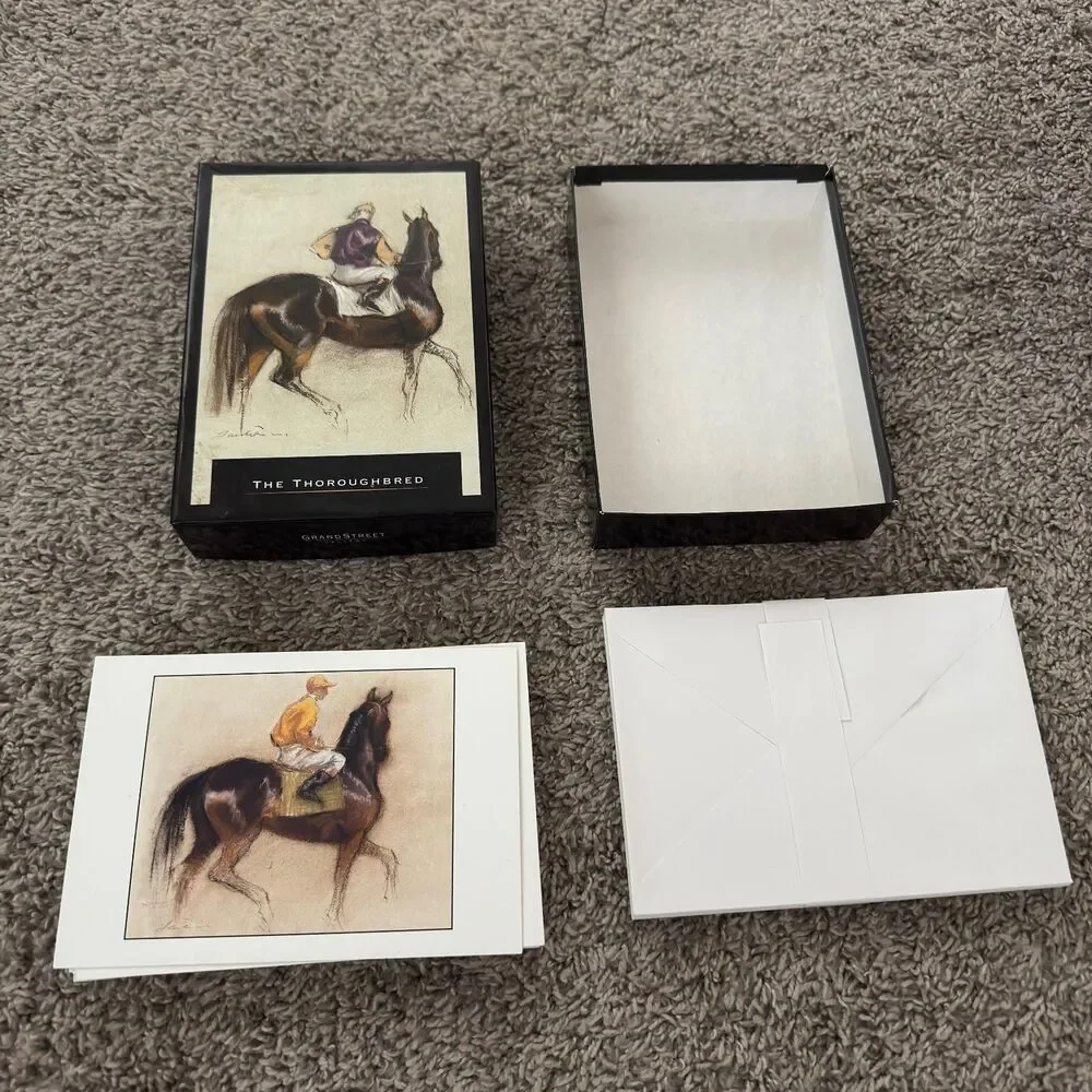 Vintage Hallmark Thoroughbred Note Cards Blank Stationery Boxed Set Horse Racing